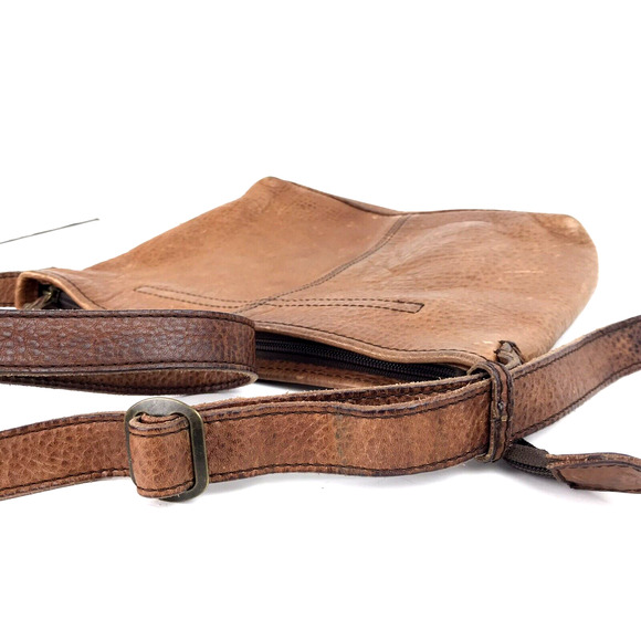 Duluth Trading Co Brown Pebbled Leather Crossbody Bag Purse Front Pockets Boho - Picture 6 of 16